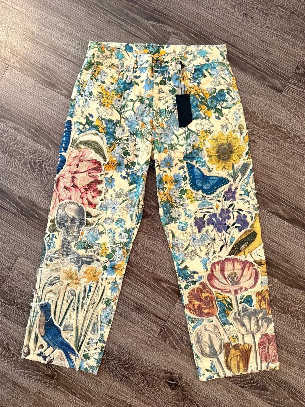 R13 Floral Appliqué X-Boyfriend Pant New